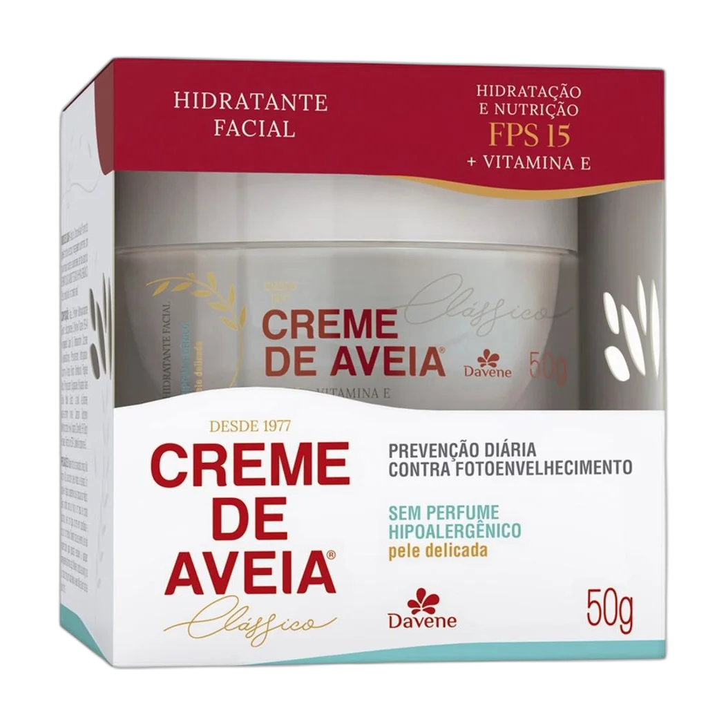 Hidratante Facial com SPF 15 Hipoalergênico Creme de Aveia