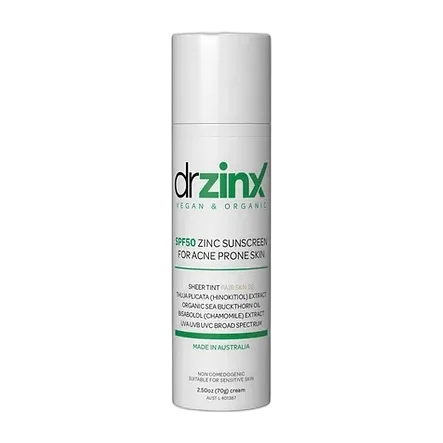 Organic Mineral Sunscreen For Acne Prone Skin SPF50 Zinc + Thuja (hinokitiol)
