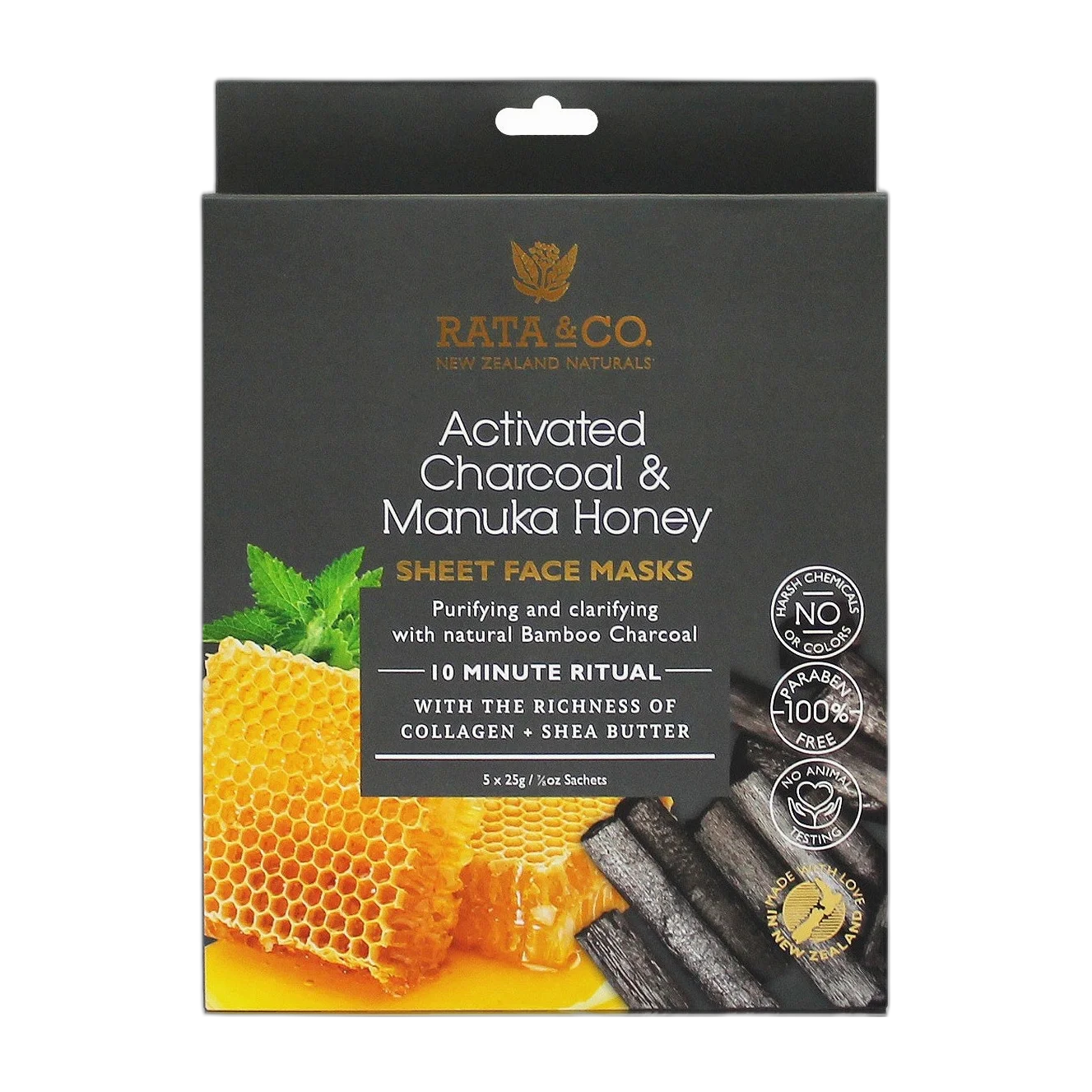 Activated Charcoal & Manuka Honey Sheet Face Masks