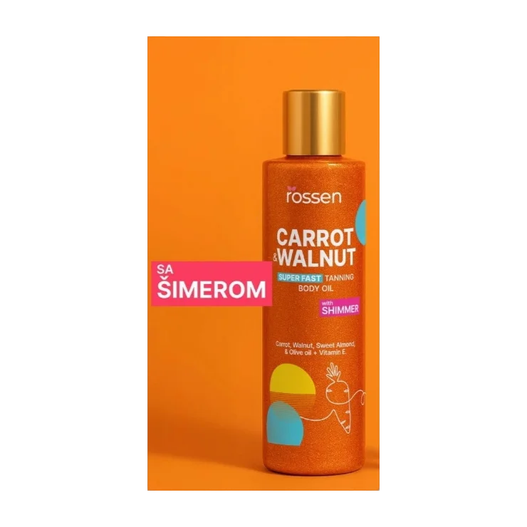 Rossen Carrot & Walnut Tanning Body Oil (with Shimmer)
